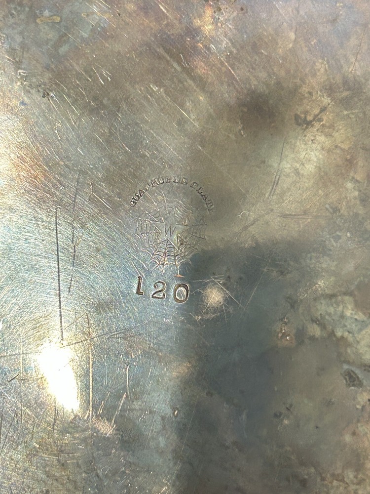 E. G. Webster & Son Quadruple Silver Plate Bowl, Server Antique Initials E.B