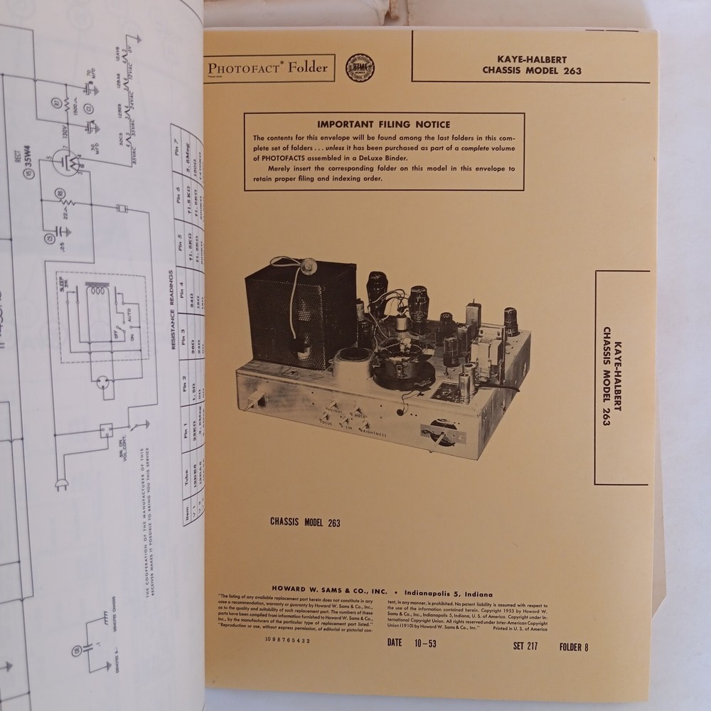 Sams Photofact Folder Set NO. 217