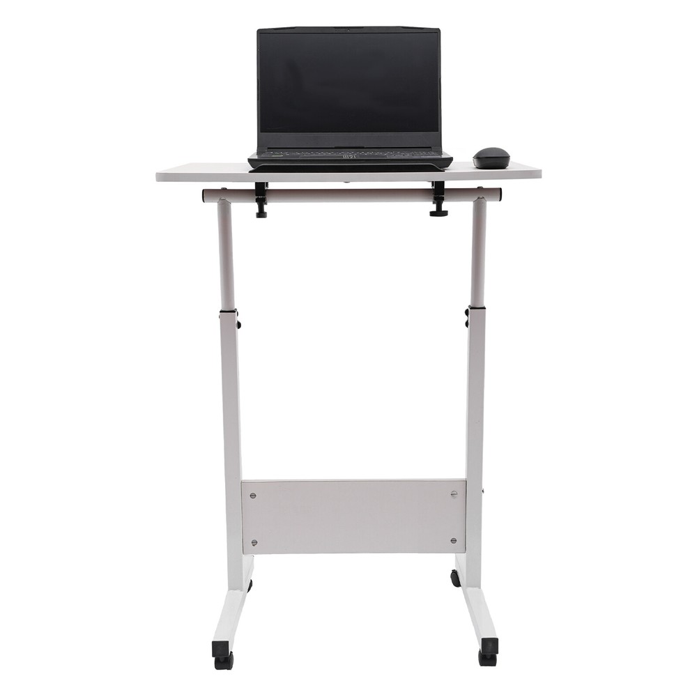 Rolling Laptop Desk Adjustable Height Computer Table Stand up Office Workstation