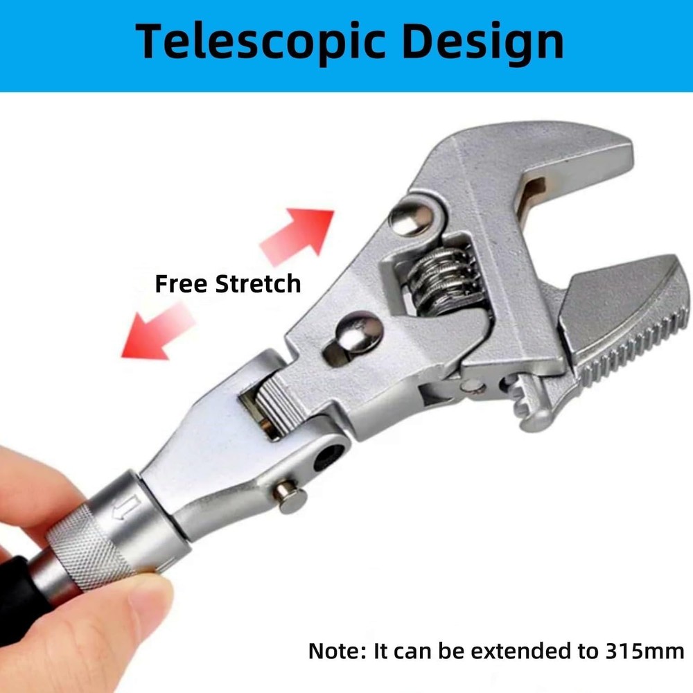 Flexhead Adjustable , 10" to 12" Ratcheting Crescent Wrenches with Retractable E