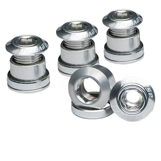 Lightweight Anodized Aluminum 8-Piece Reverse Chainring Bolt Set - Silver, 9g