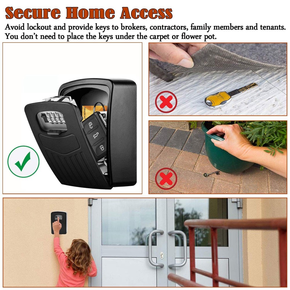 Extra Large Key Storage Security Lock,V-Resourcing Sturdy Wall Mounted Outdoo...