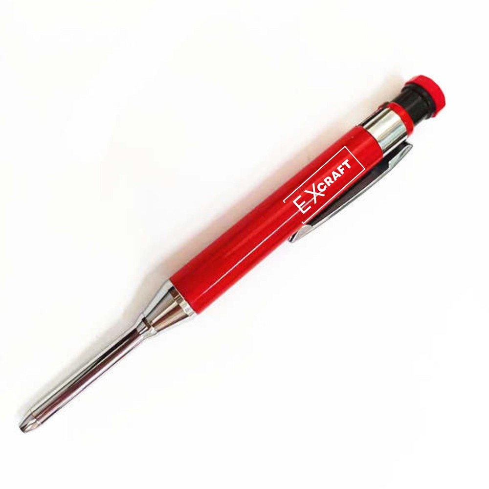 Red Metal Mechanical Carpenter Pencil Deep Hole with Built-in Sharpener