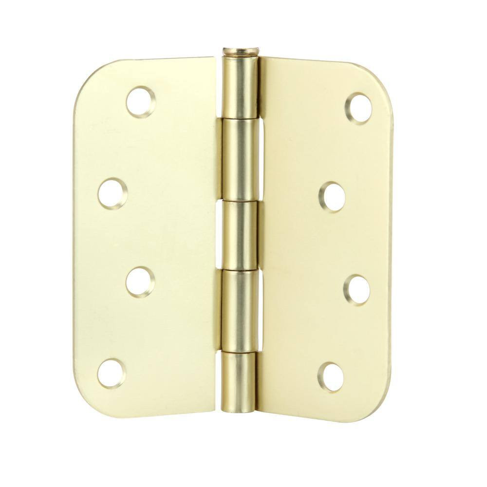 4 In. X 5/8 In. Radius Satin Brass Door Hinge Value Pack (10 per Pack)