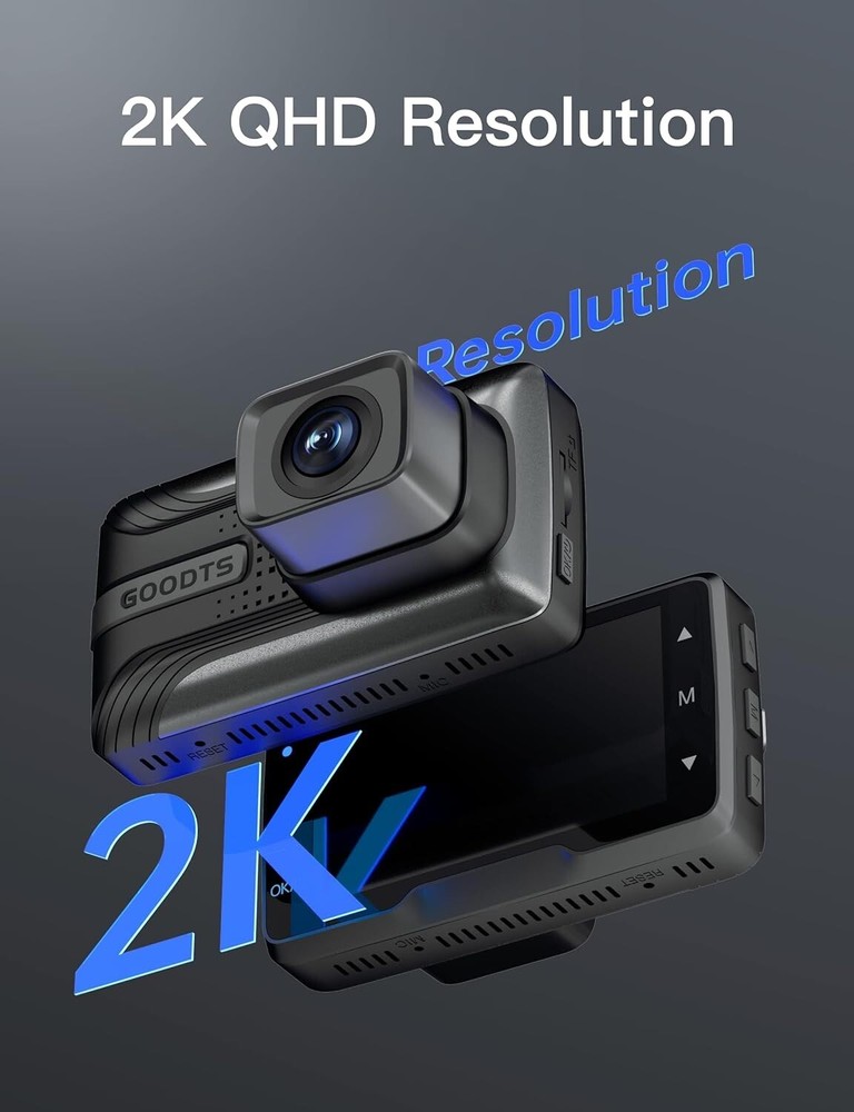 2K Dash Cam Front 1440P, GOODTS Car Camera with 2.45” IPS Screen, Mini Dash SD