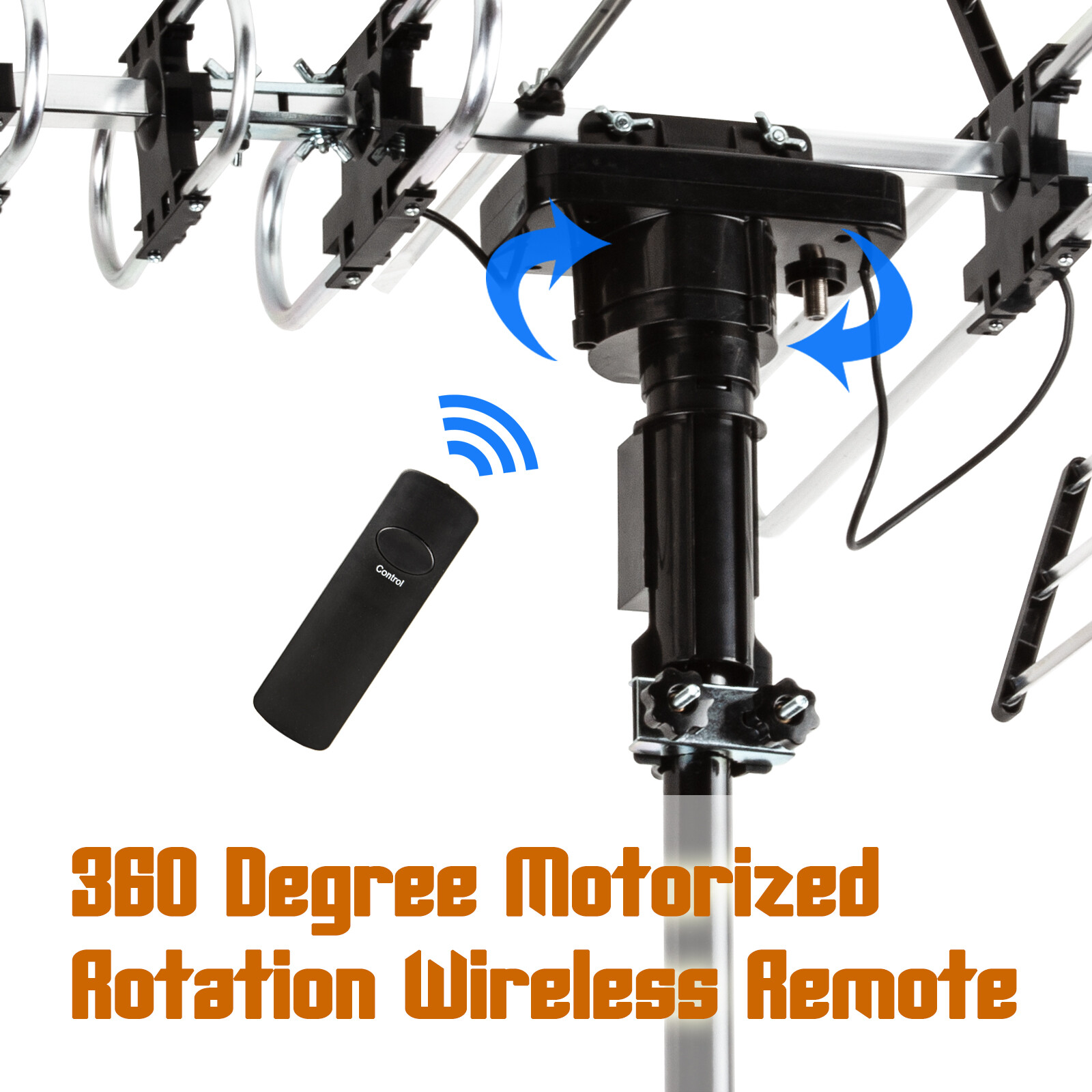 990 mile HDTV 1080P Outdoor Amplified Digital TV Antenna Rotor 360° UHF/VHF Home