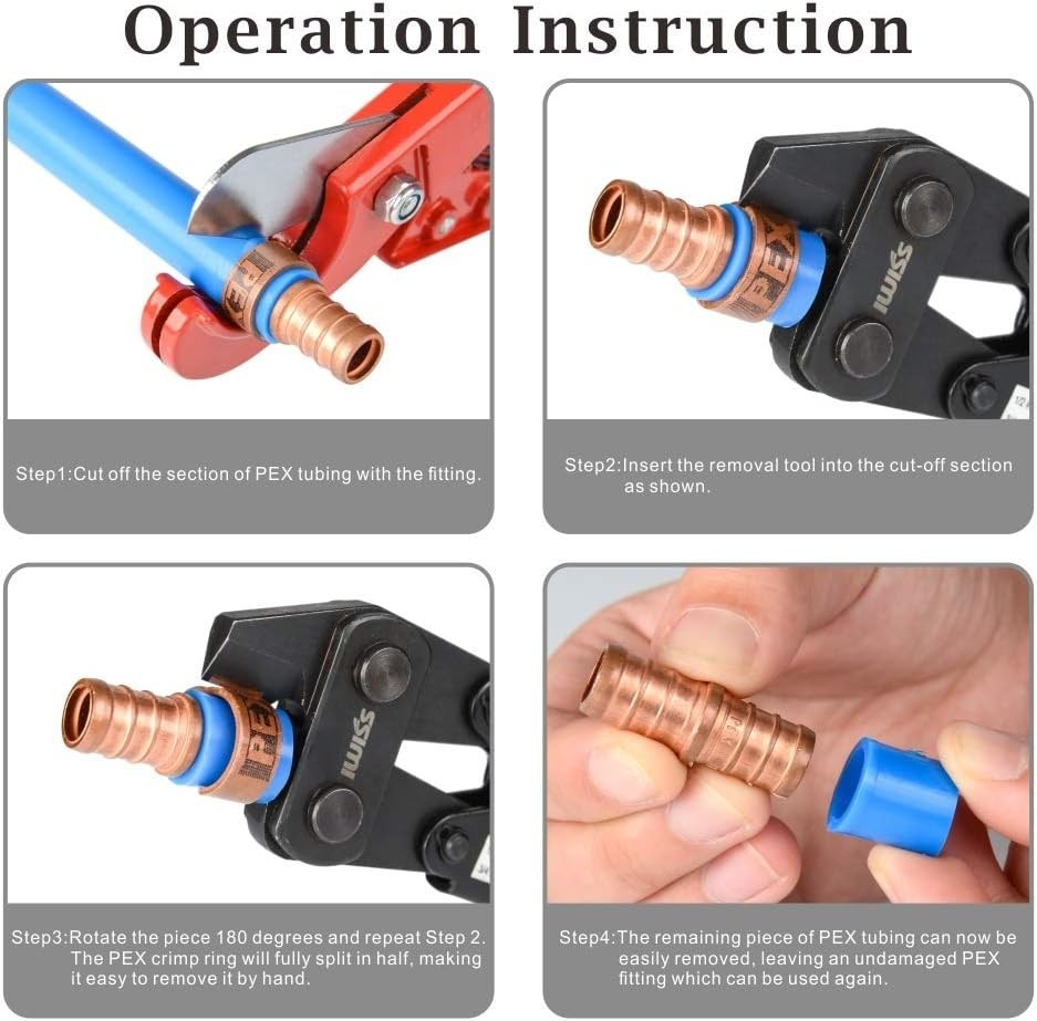 User-Friendly PEX Ring Removal Tool for Copper Crimp Rings - Size Adjustable
