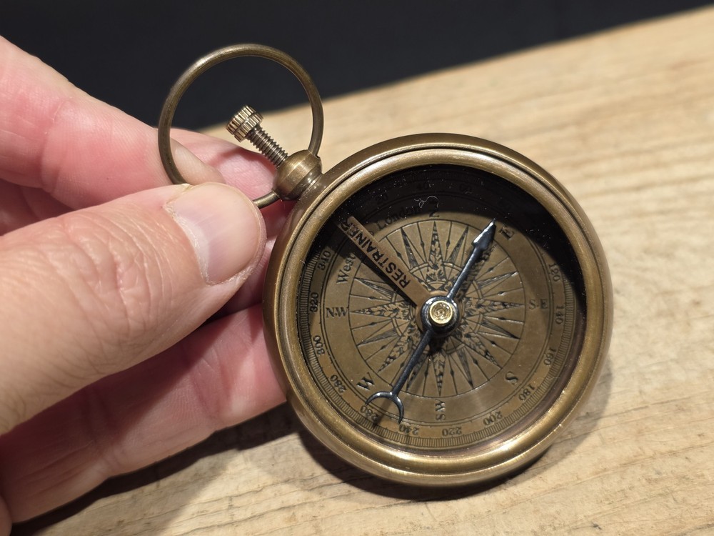 Antique Style Solid Brass Pocket Compass