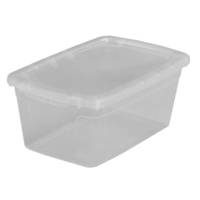 Project Source Small 1.5 -Gallons Clear Stackable Tote with Standard Snap Lid