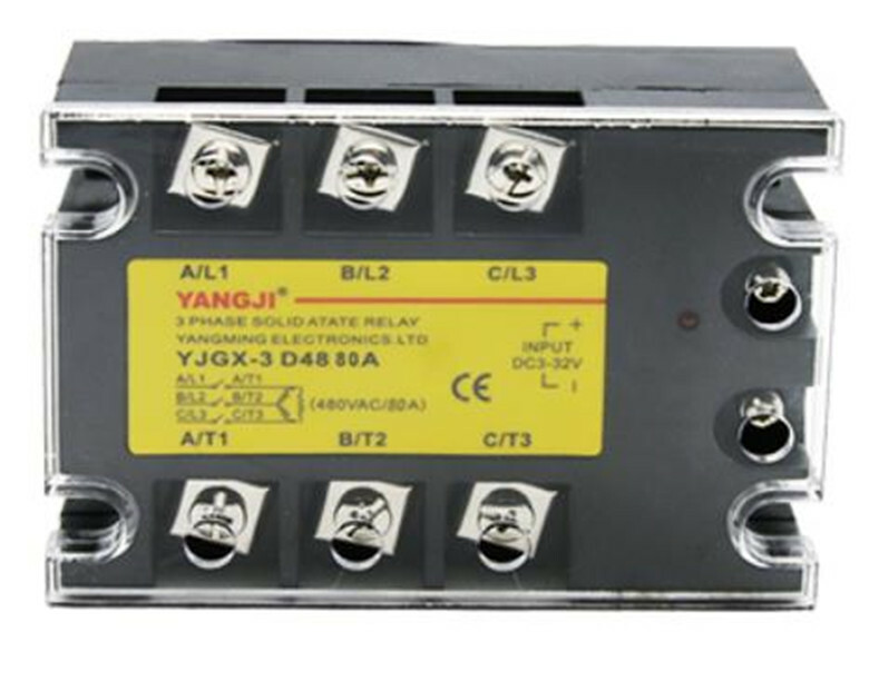Three-phase DC control AC DC-AC solid state relay series YJGX-3D4880A 480VAC 80A