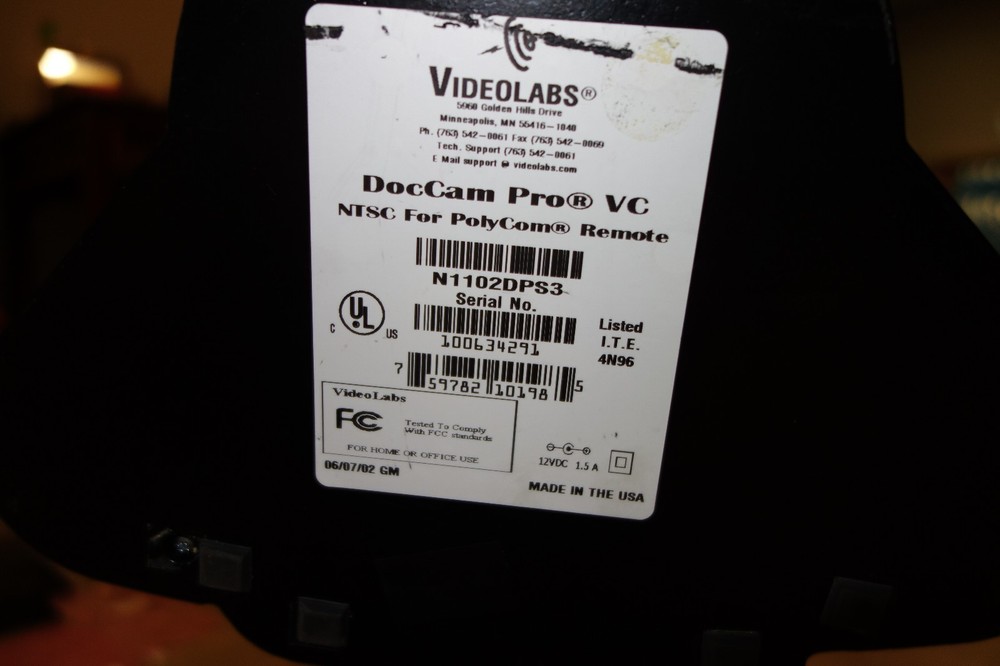 Video Labs DocCam Pro VC Document Presentation Camera Projector - N1102DPS3