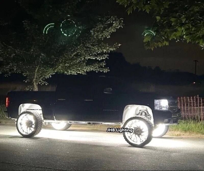 Set with (4) 17.5" QUAD ROW Strobes PURE WHITE Car Truck LED Wheel Rim Lights