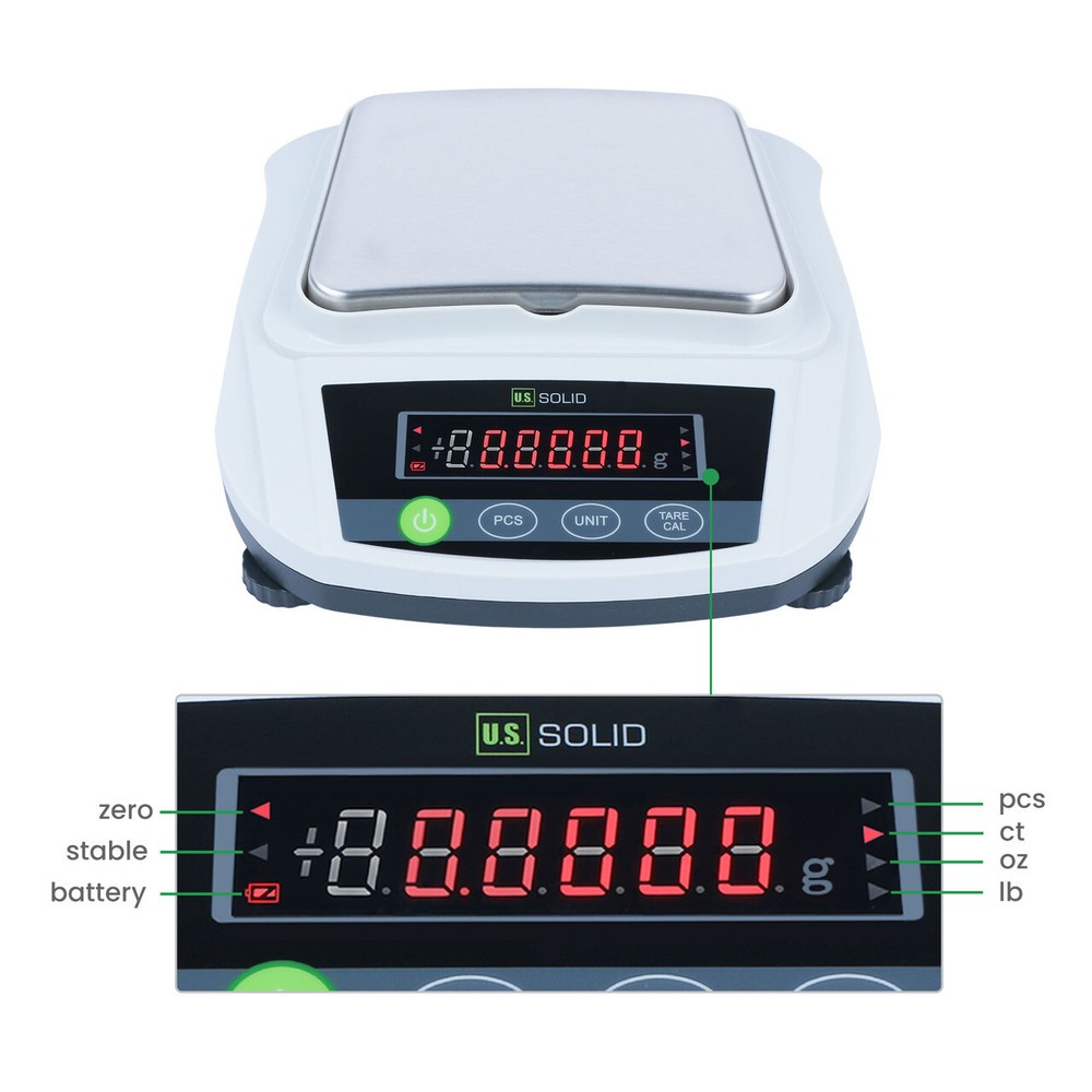 U.S. Solid 2000g x 0.01 g Precision Balance AC/DC Power Supply Black Panel