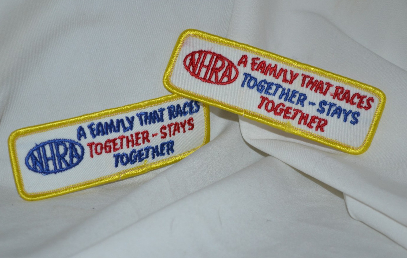 *NEW* CLOTHING PATCHES  2 - NHRA "A FAMILY THAT RACES TOGETHER STAYS TOGETHER"