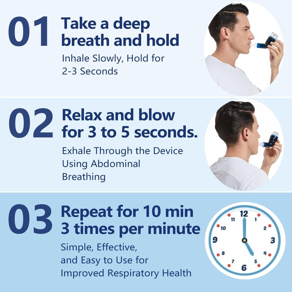 Flutter Valve, Breathing Trainer Exhale Transparent-blue