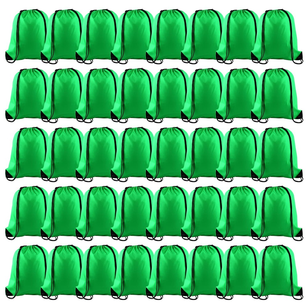 KUUQA 50Pcs Green Drawstring Backpack Bulk Bags 15.7"*13.4",