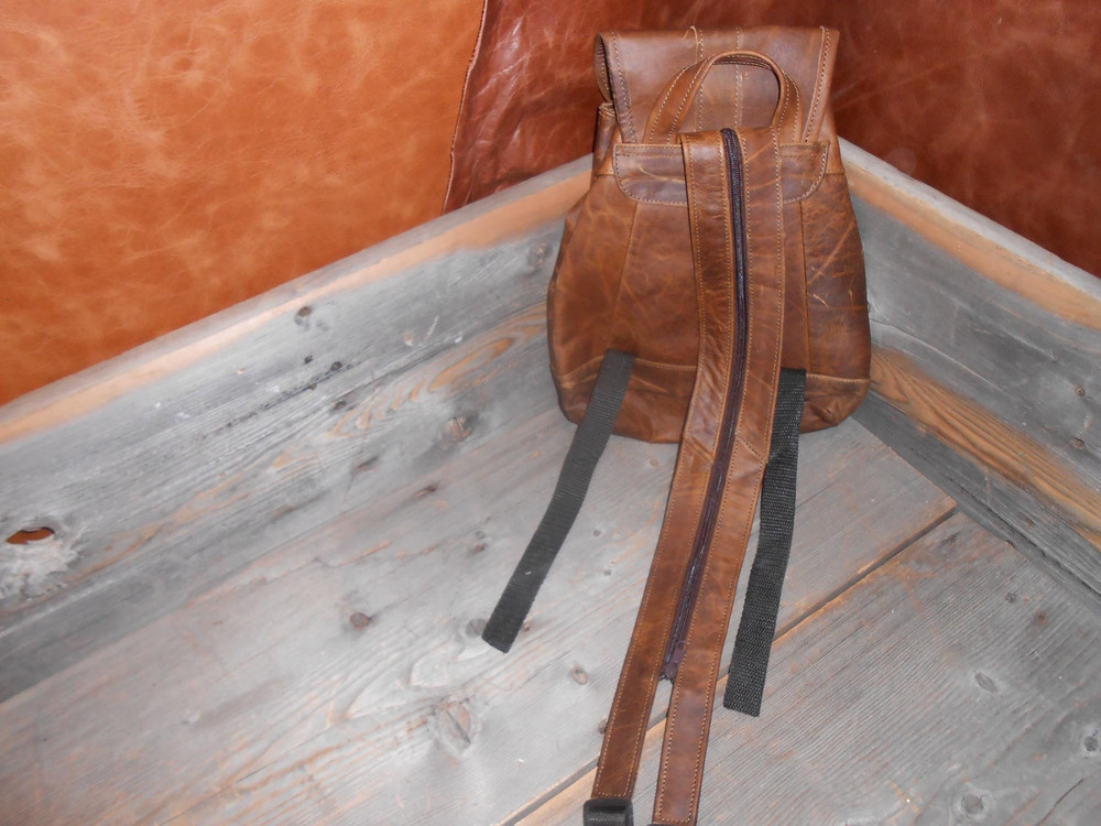 Leather backpack.New small to medium sized backpack spacious with zipper pockets