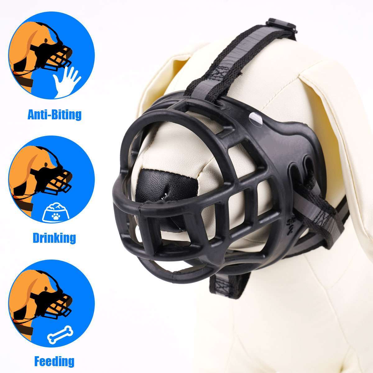 Large Pet Dog Basket Muzzle Mouth Cover Mesh Cage No Barking Biting Chewing