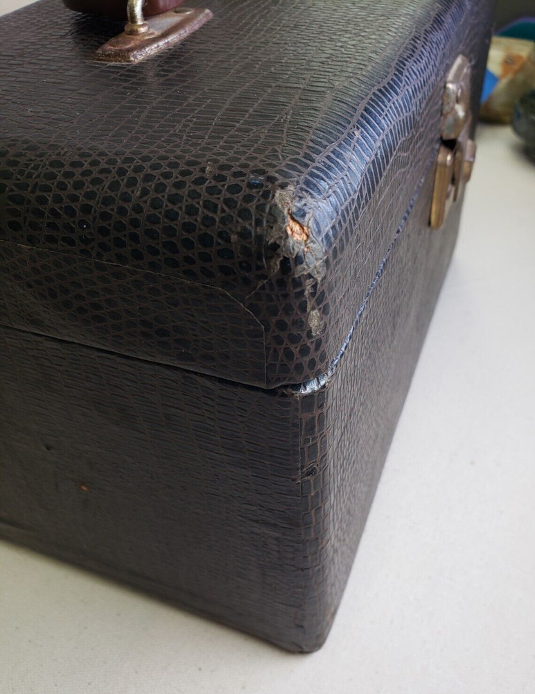 Crocodile Embossed Paper-covered Train Case - 1940's