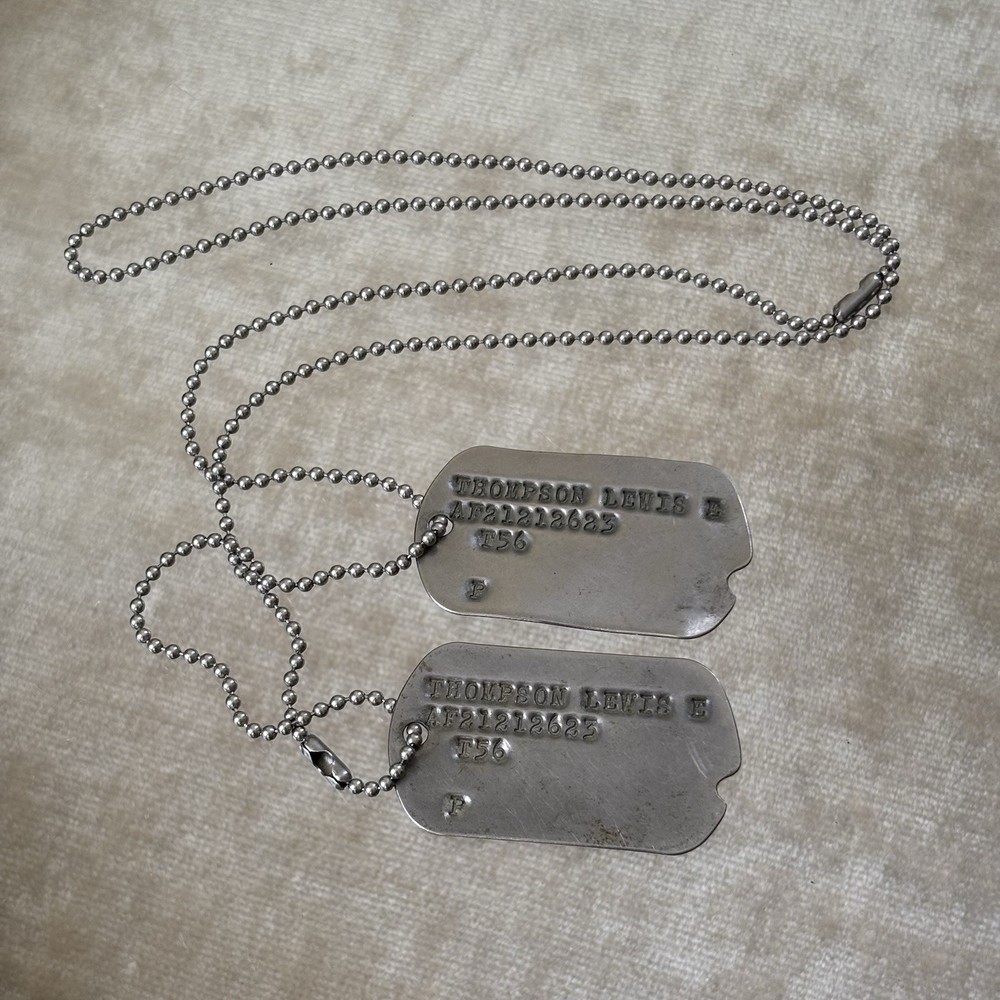 Vintage WWII US Airforce Dogtags Thompson Lewis E