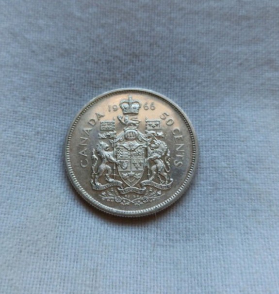 1966 Canada 50 Cents Elizabeth II Sterling silver