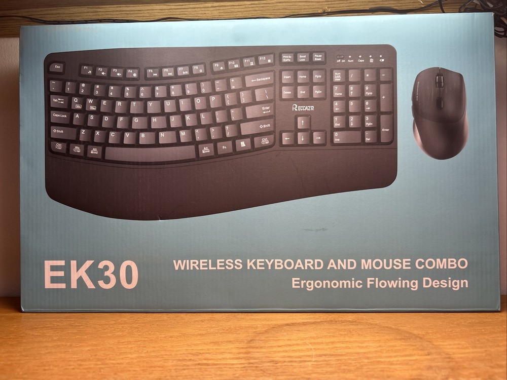 EK30 Ergonomic Rechargeable Wireless Wave Keyboard and Mouse Combo