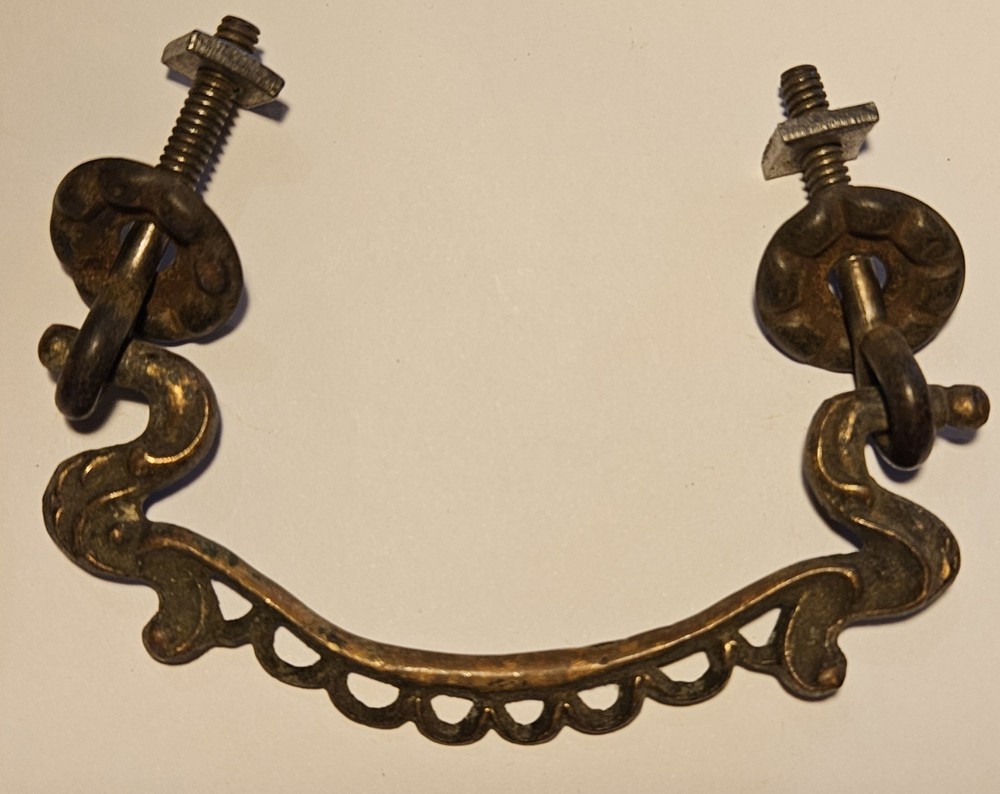 Vintage Brass Drawer Pull Bail Complete Set 3" Center