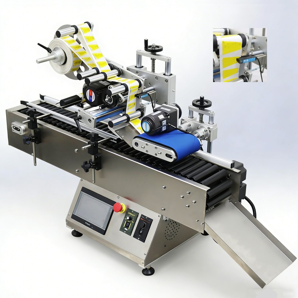 Auto Horizontal Labeling Machine Tabletop Conveyor Roller Labeler 0.59-1.18"