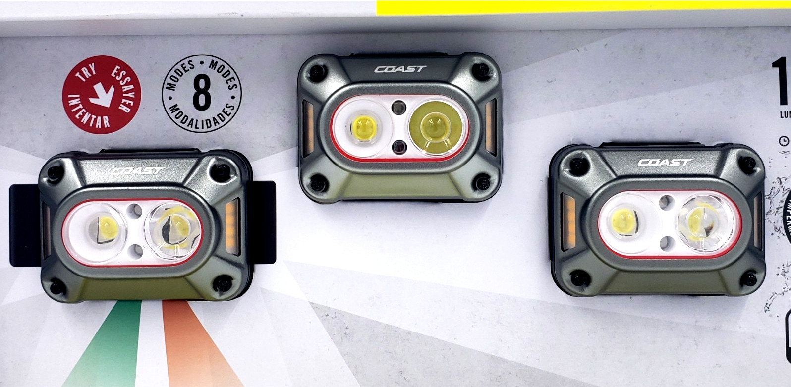 COAST CH1000R 1000-Lumen HEADLAMP 3 Ct. RECHARGEABLE DUAL POWER IPX7 WATERPROOF