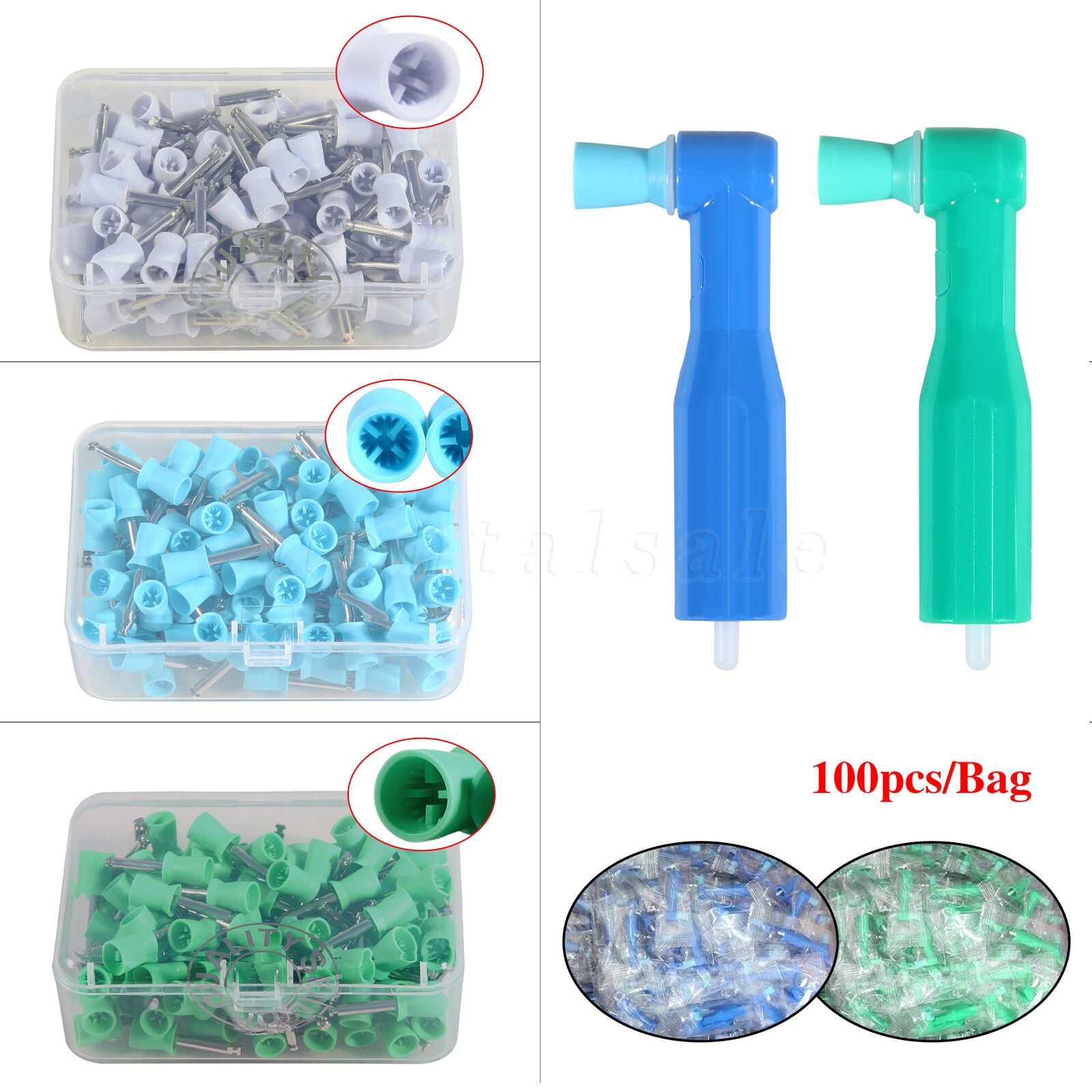 100 Dental Disposable Polishing Prophy Angles /Polishing Cups Prophy Brushes OR
