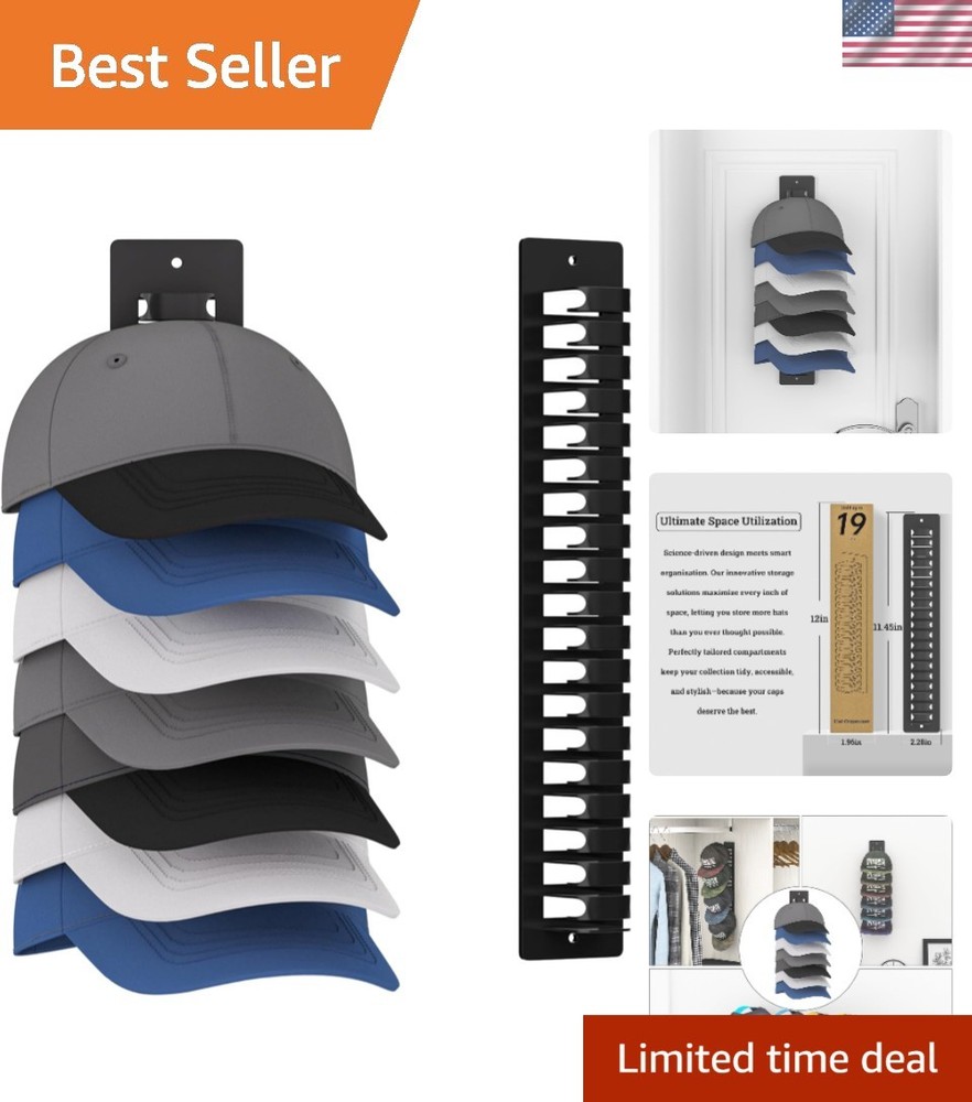 Maximize Cap Storage: Wall-Mounted Hat Rack Organizes 19 Hats Effortlessly