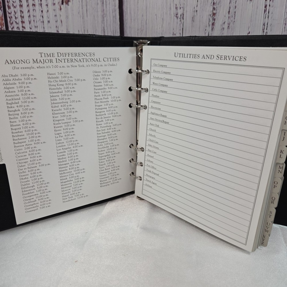 Hallmark Black Leather 6-Ring Address Book