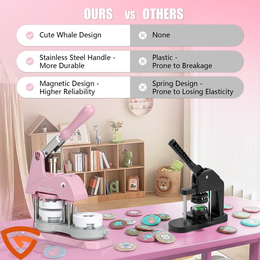 Button Maker Machine 3 Sizes DIY Pin Making Machine 1+1.25+2.25 inch 300 Button