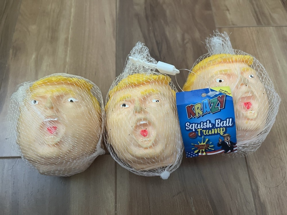 3 Krazy Squish Ball Trump Head
