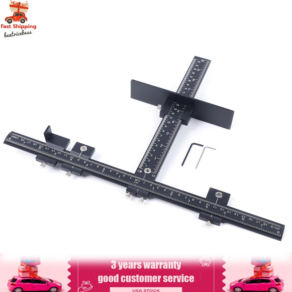 Adjustable Position Ruler Cabinet Hardware Installation Jig Woodworking Tools US