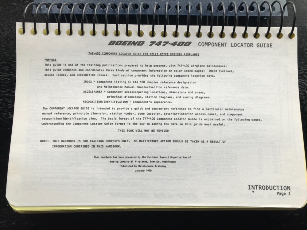 Boeing 747-400 Component Locator Guide Rolls Royce Engine 747 Airplane HandBook