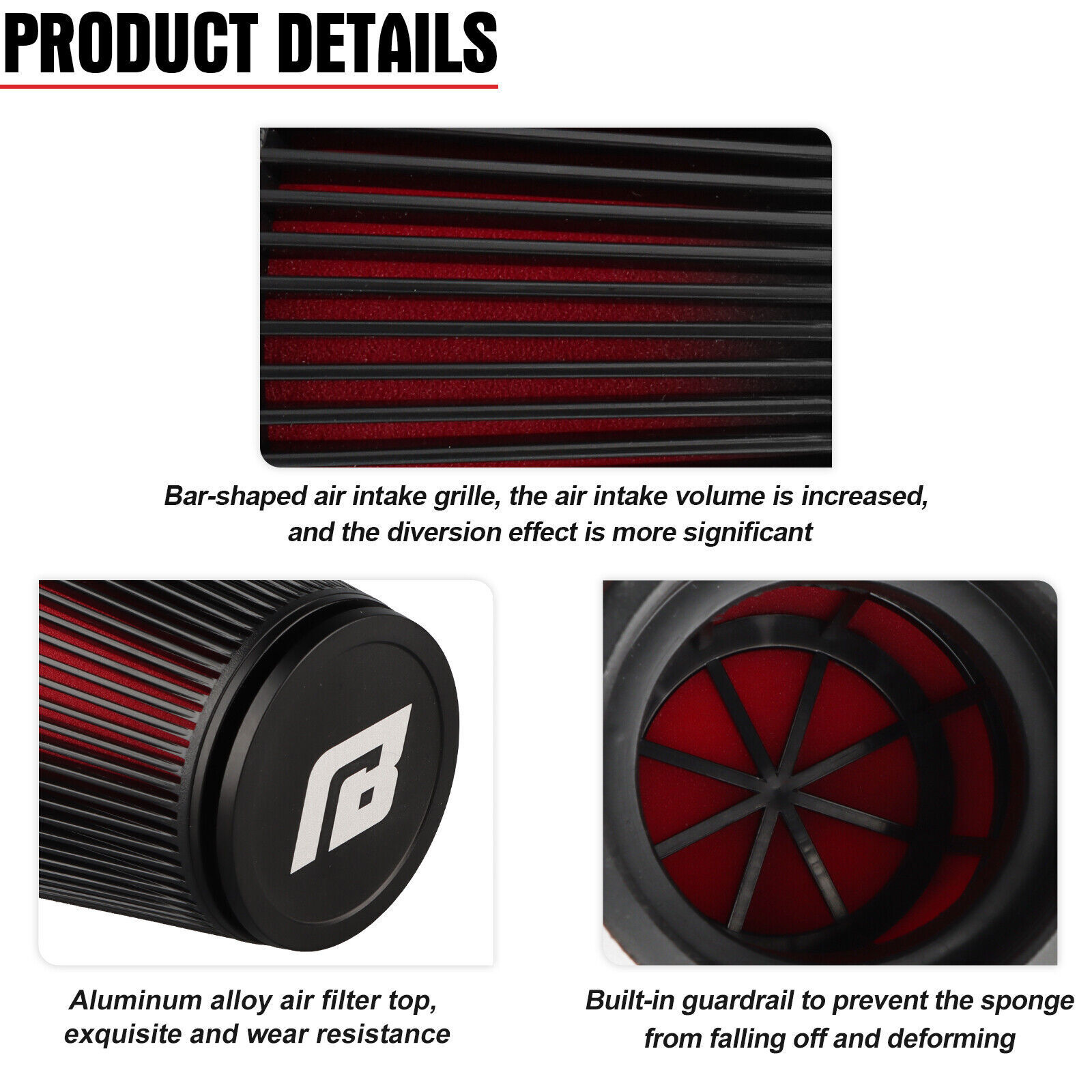 NIBBI 48mm Universal Air Filter For Dirt Pit Bike Scooter Moped ATV Go-kart Quad