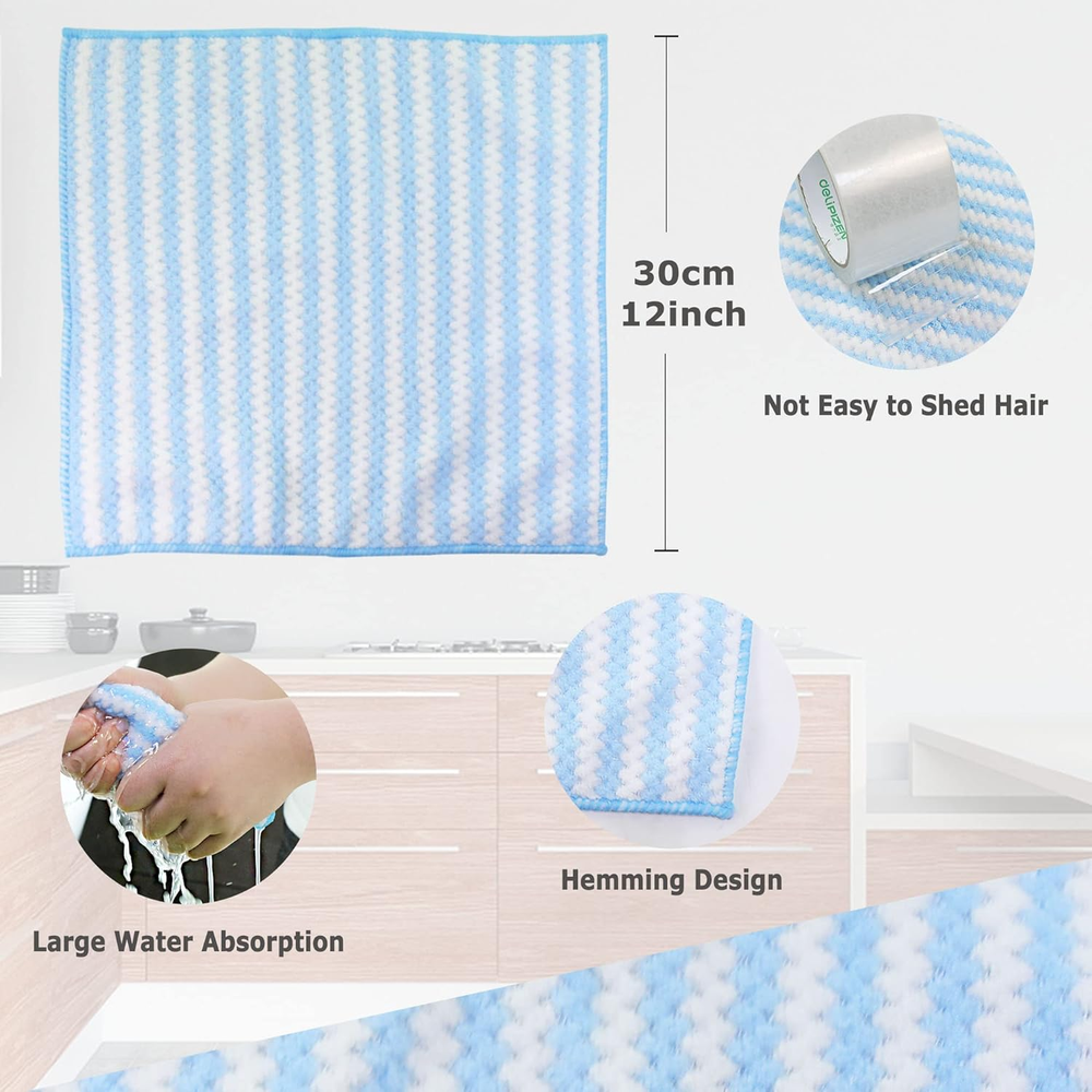 Microfiber Cleaning Cloth Absorbent Kitchen Towels Dish Cloths Washable 10 Pack