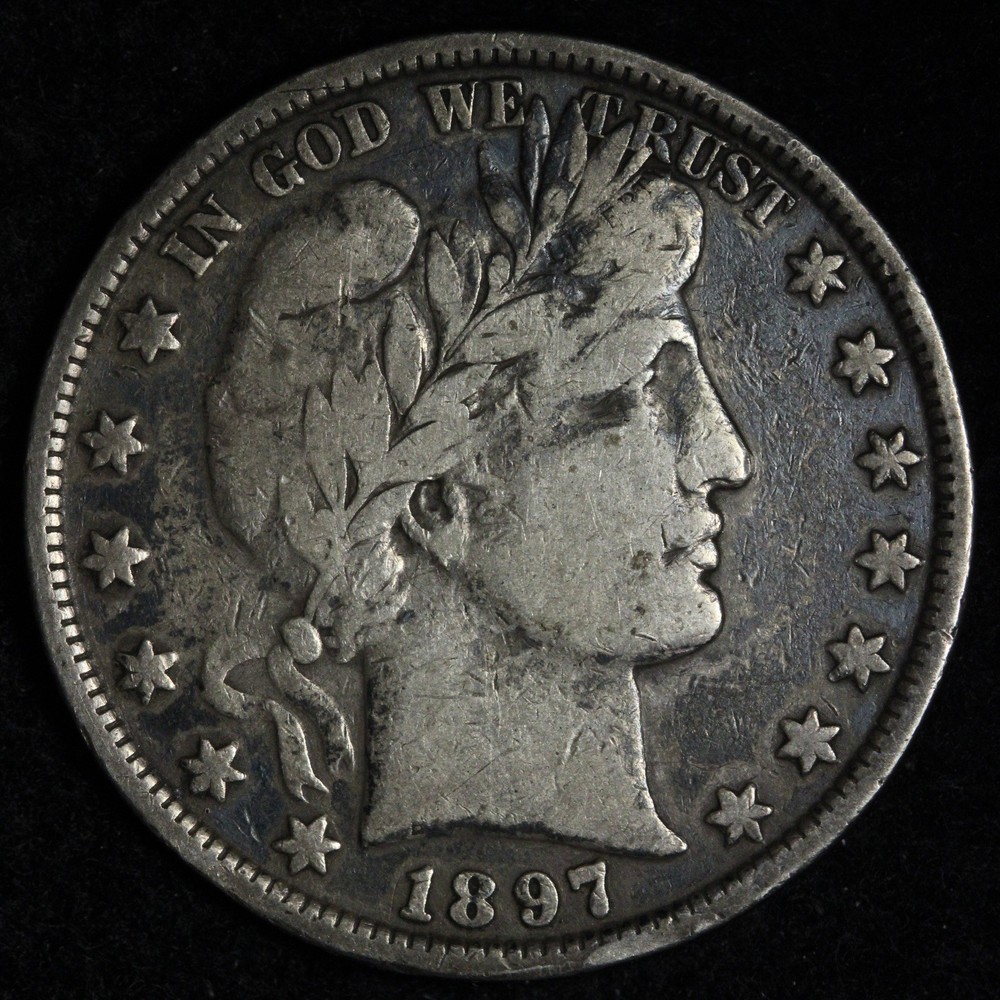 1897 Barber Silver Half Dollar VF+ E348 UAKFK