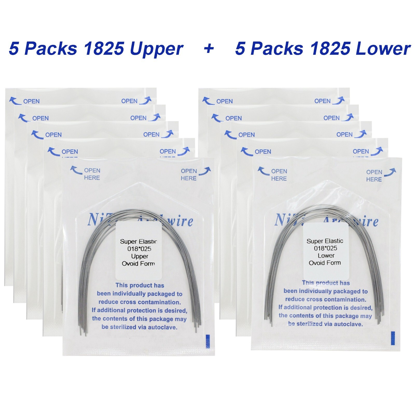 100Pcs Dental Orthodontic Arch Wire NiTi Stainless Steel Ovoid Round Rectangular