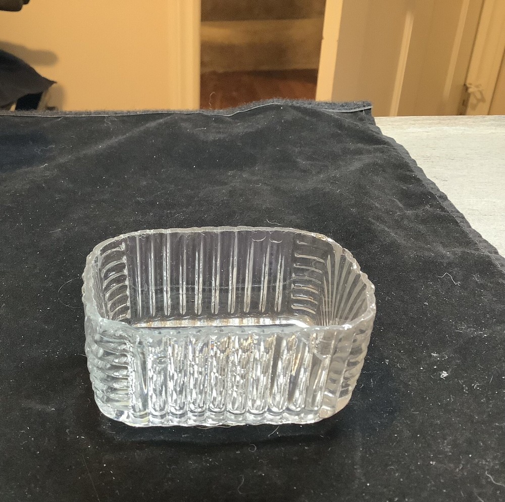 Earlier Than Lacy Glass 1800s Rectangular Shaped Lee Master Salt Cellar Dip