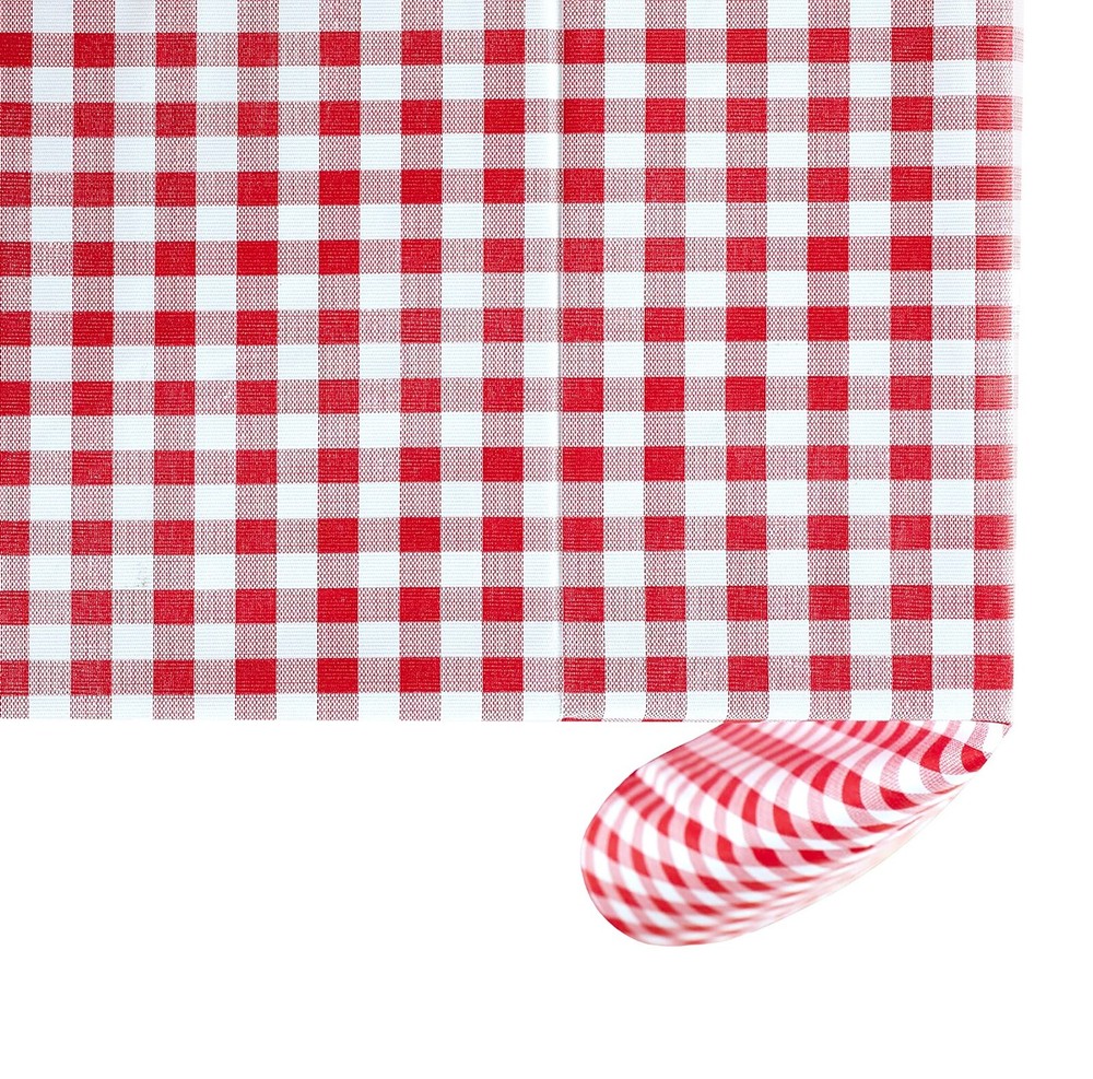 Red Plaid Premium Plastic Vinyl Table Cover Tablecloth Protector - Sold Folded