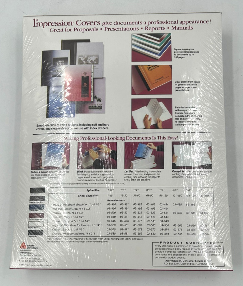 20 Avery Dennison 1st Impression Desktop 1/16" Covers Custom Black