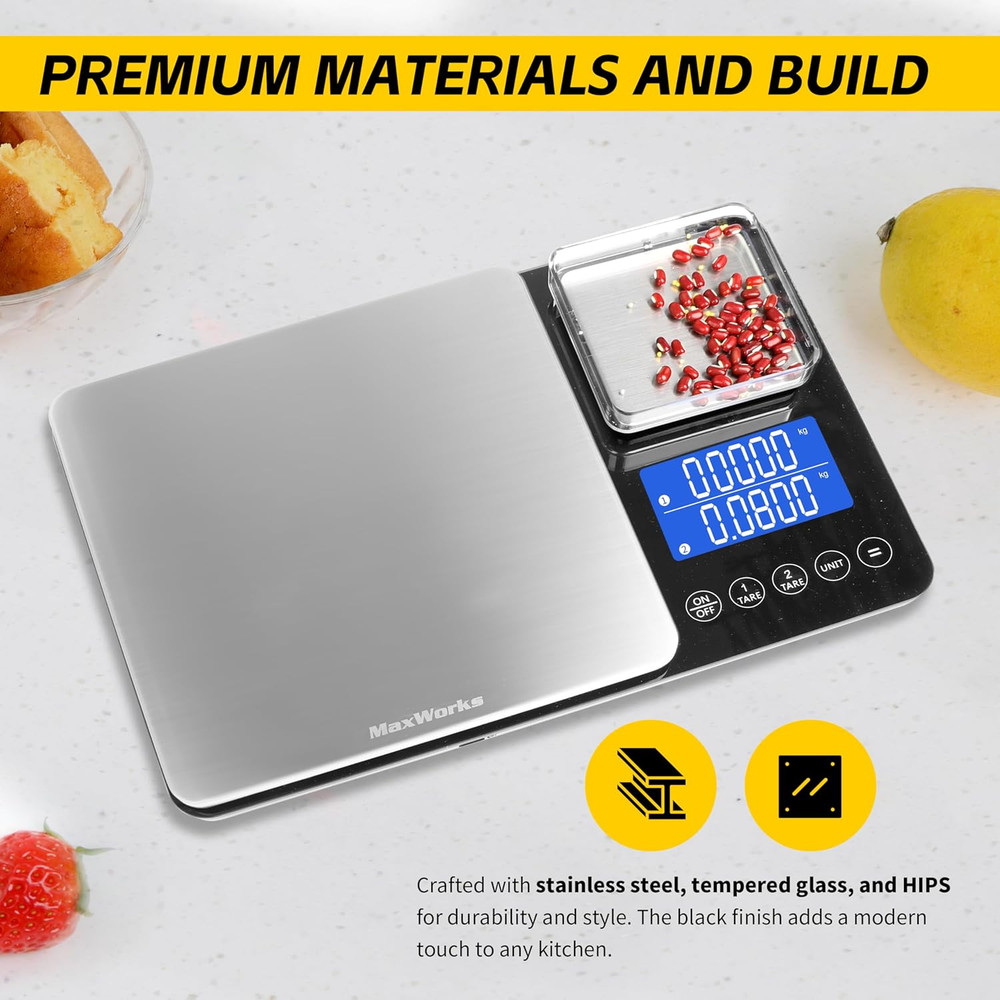 Precision Dual Platform Kitchen Scale Measure Bulk and Fine Ingredients Simultan