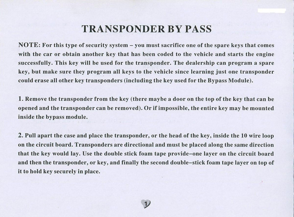 Car Immobilizer Transponder Bypass Module for Chip Key, a Spare Chip Key Is Requ