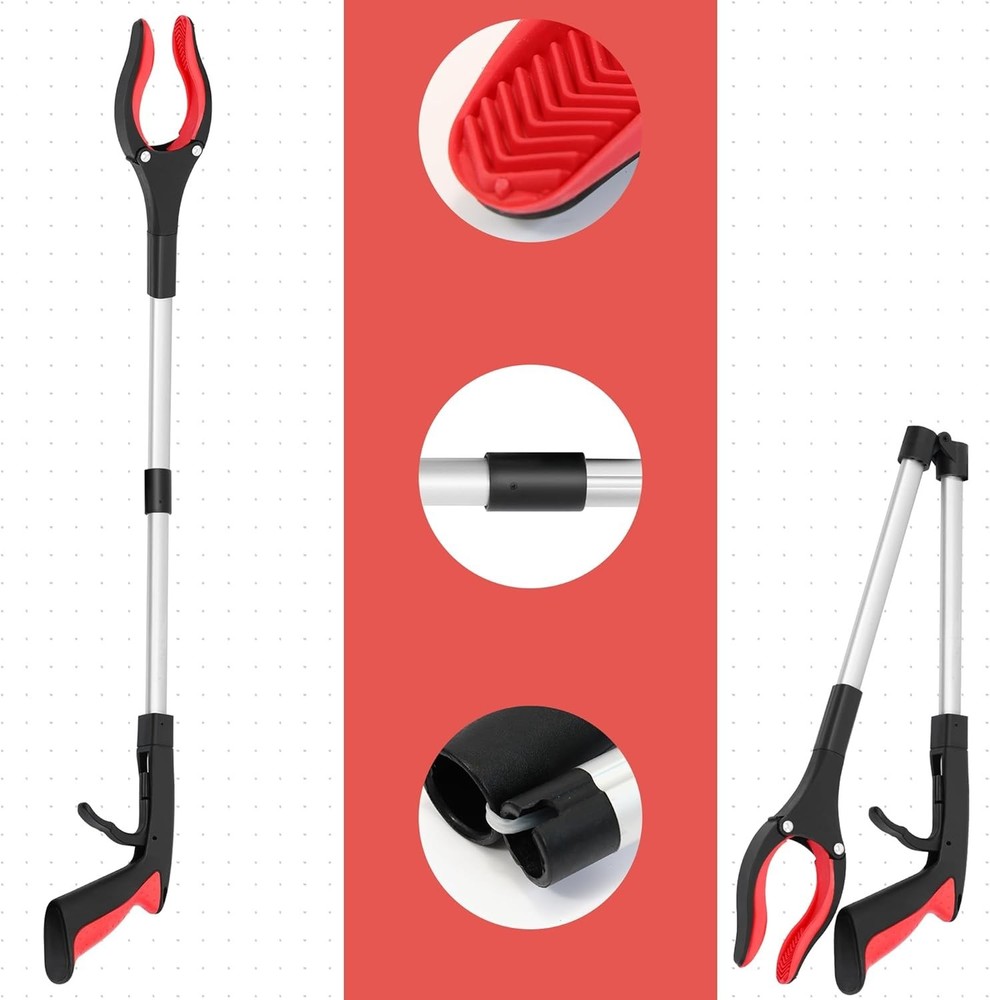 Foldable Grabber Tool, 32" Long Arm Extender Rotating Trash Picker Assist Tool