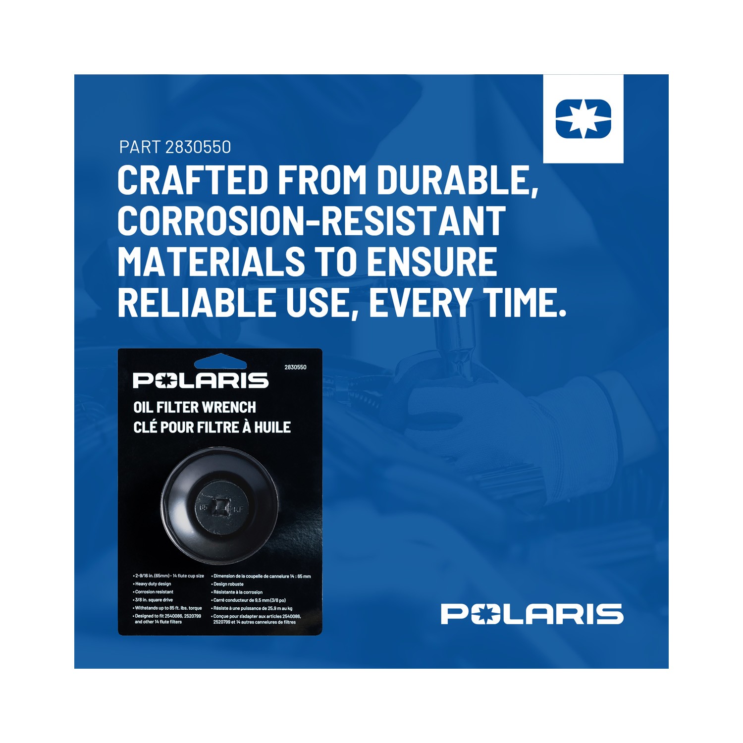 Polaris Oil Filter Wrench, 14 Flute Oil Filter Remover Tool With 65 mm