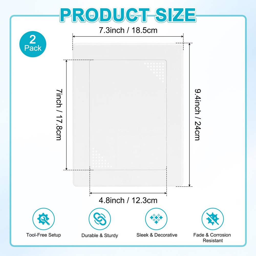 2-Pack Access Panel for Drywall, 7x5" Plastic [White, Vented Rectangle]