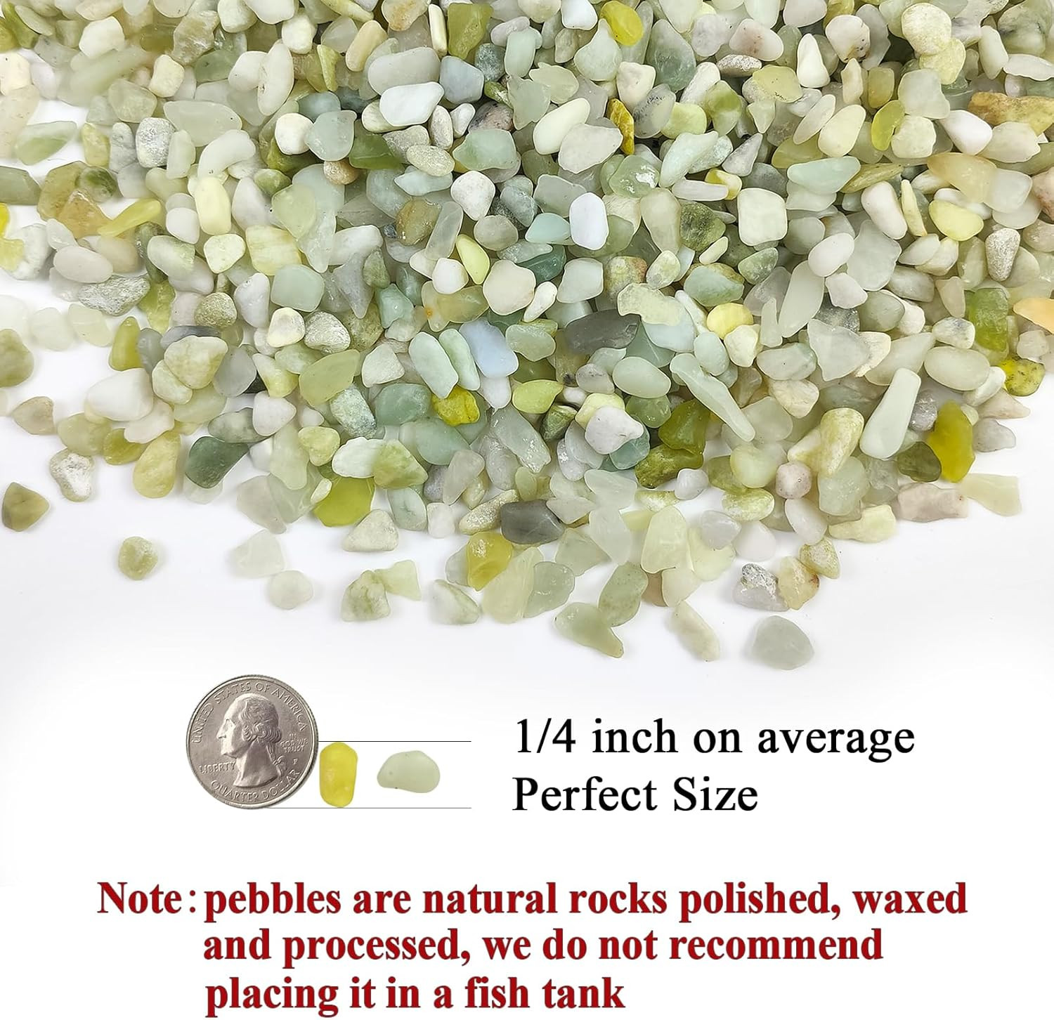 Jade Pebbles for Indoor Plants,1/4 Inch (3-6 MM) Polished Green Pea Gravel Small
