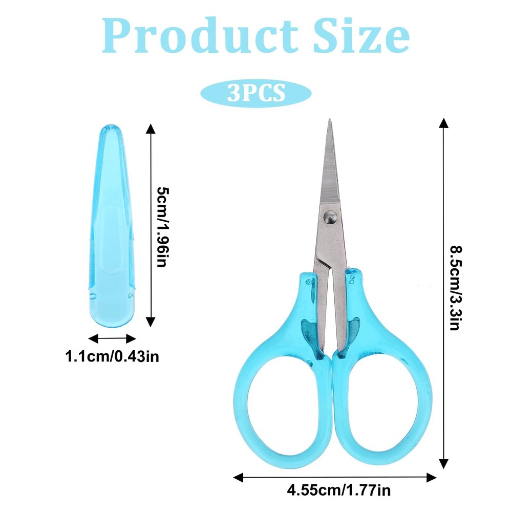 3 Pcs Small Craft Scissors Stainless Steel Tiny Scissors with Protective Cover